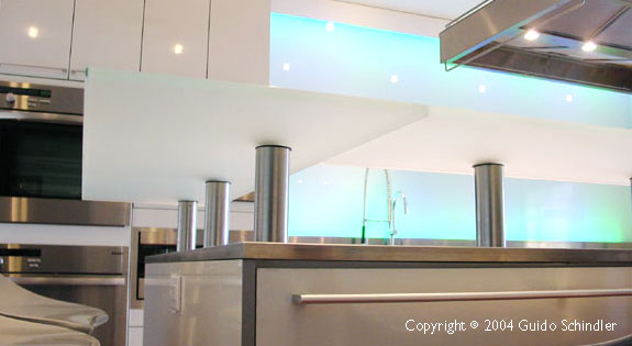 Stainless Steel Kitchen Countertops Floating Glass Supports
